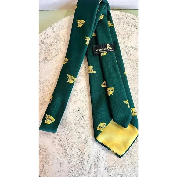 Wembley Men's Green & Gold Tiger Allover Print WPL 4075 Polyester Neck Tie NWT - Picture 4 of 9